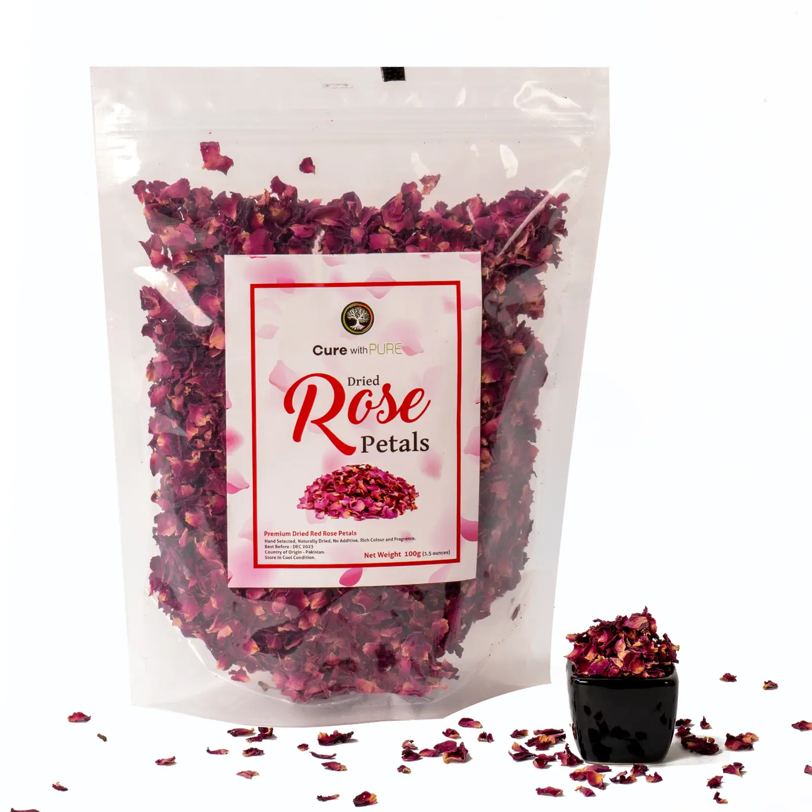 Cure wid Pure Dried Rose Petals 4oz Of Premium Edible Flowers for DIY Skin Care, Rose Water and Culinary Uses
