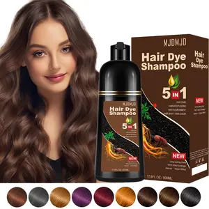Dark Chocolate 5-in-1 Hair Dye Shampoo – Natural Herbal Formula for Gray Hair Coverage, Instant Hair Color in Minutes, Long-Lasting Color for All Hair Types & Root Touch Up, 500ml