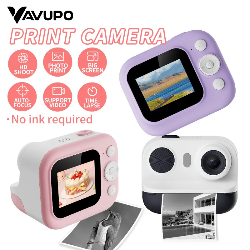 VAVUPO Ink-Free Instant Printing Camera - No Ink Required, Autofocus, HD Photo Print, Autofocus Video Time-Lapse, Large LED Display, ABS Plastic Body, Ideal for Tangible Memory Saving