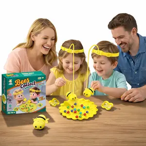 Bees Collect Game for Kids, Magnetic Head Bee Eats Beans Toy, 4-Player Family Board Game, Interactive Party Favors, Educational Sensory Toys for Boys Girls Ages 3+