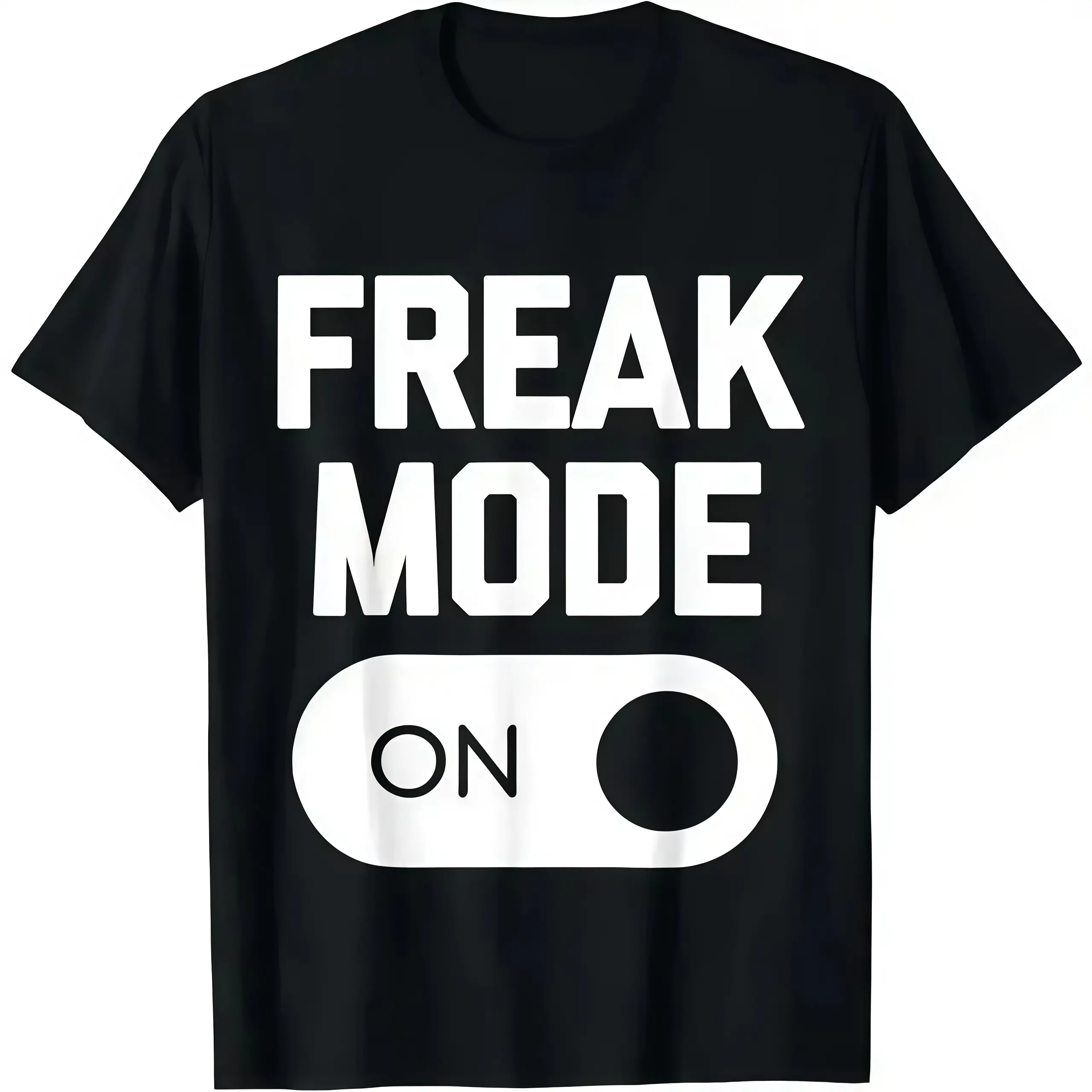Women's Short-Sleeve T-Shirt - Unisex Look "Freak Mode On" Digital Print, 100% Breathable Cotton Casual Streetwear Top with Relaxed Fit, Funny Sarcastic Graphic Tee