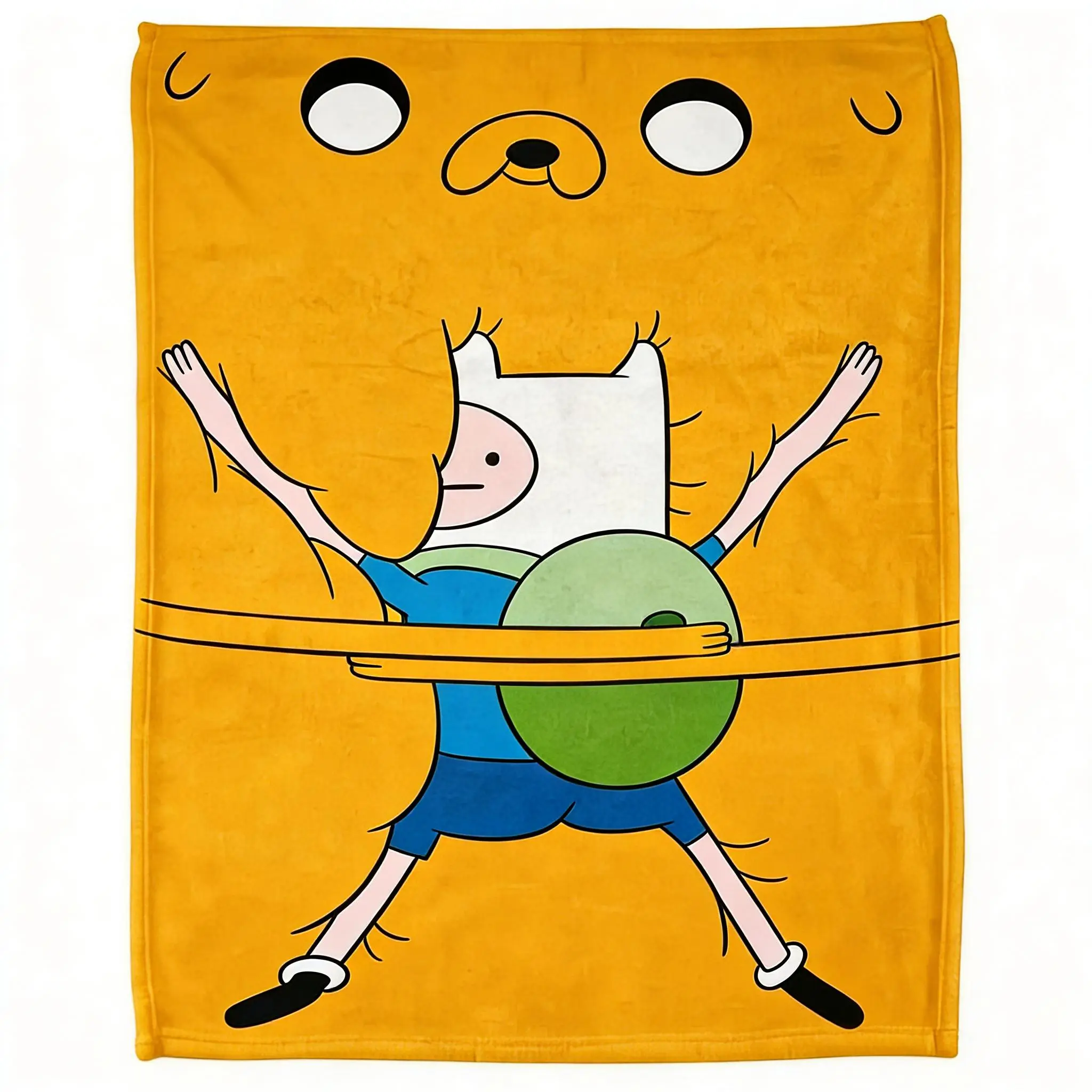 Adventure Time Finn and Jake Hug Flannel Throw Blanket - Cartoon Character All-Seasons Fleece Blanket with Yellow Lightning Art, for Sofa Bed Use, Gift for Cartoon Fans, Ideal for Teen Boys Girls, Flannel Throw Blankets