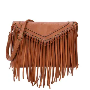 Ampere Creations Dallas Classic Vegan Leather Western Fringe Crossbody Bag
