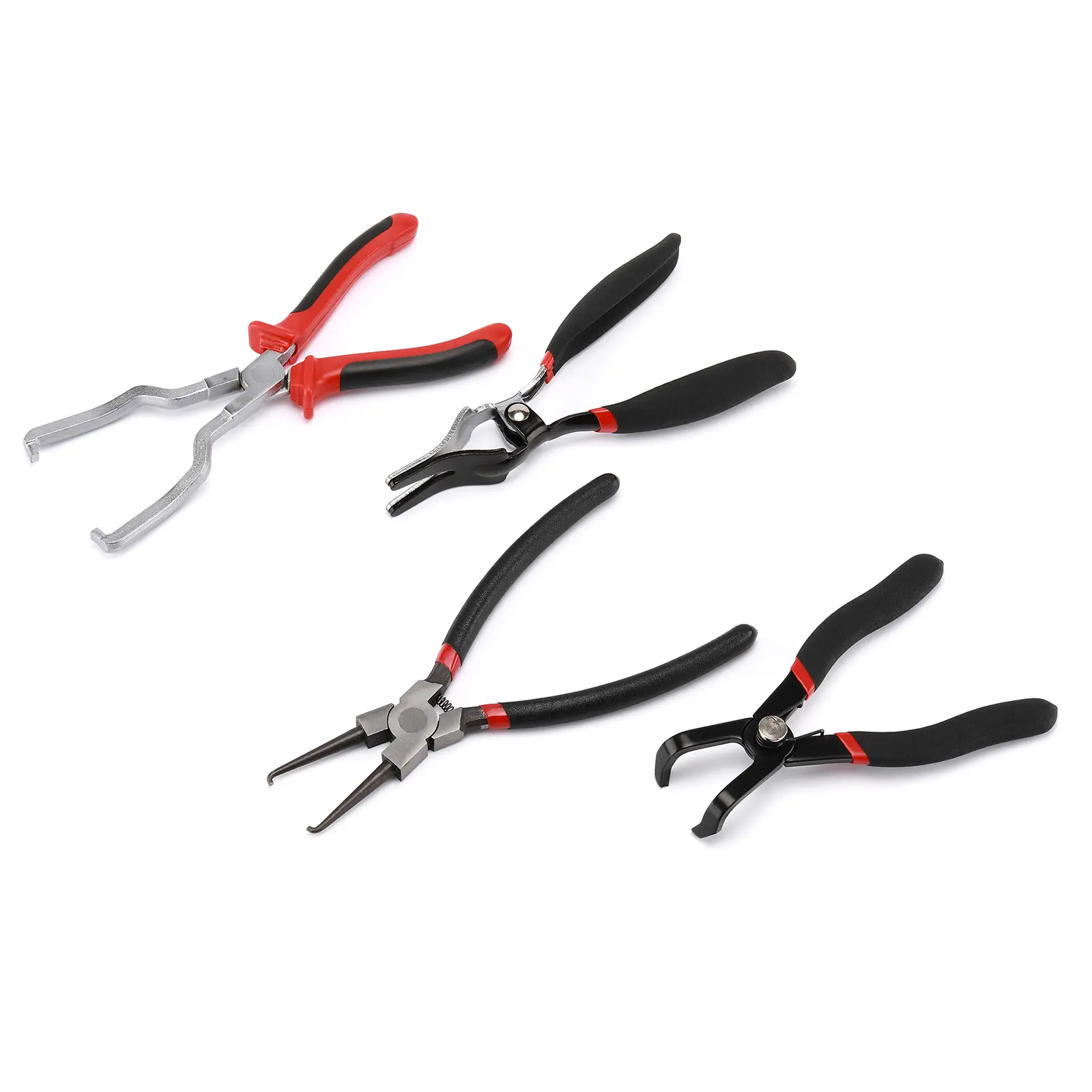 CASOMAN 4PCS Auto Maintenance Disconnect Repair Tool Set - 80-Degree Disconnect Pliers, 9-in Fuel Filter Caliper, 1-Hand Easy-Operate Hose Remover Pliers, Hose Pipe Clamp Clip, Disconnect Repair Tools