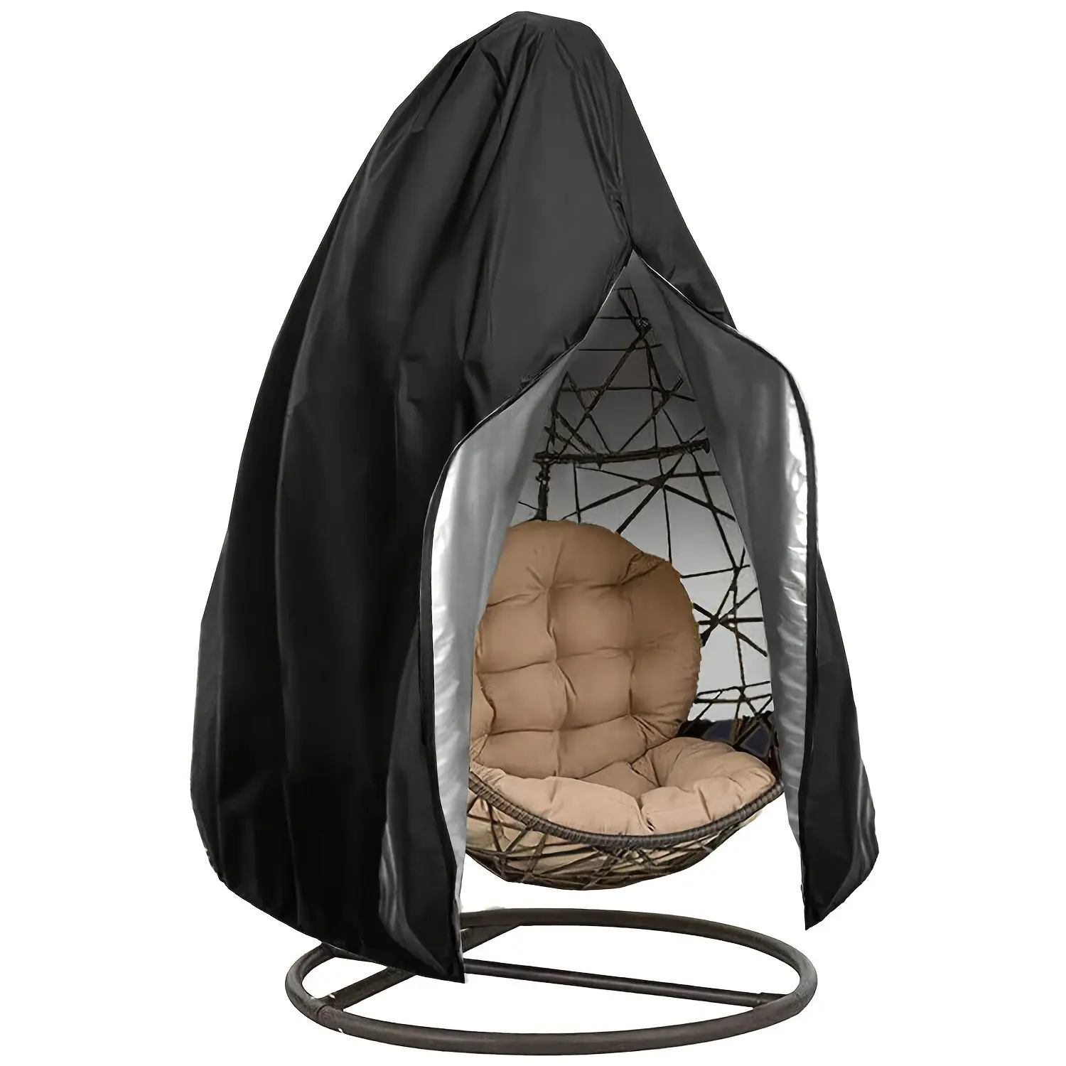 420D Oxford Cloth Outdoor Garden Swing Cover, Sunproof Dustproof, Fits Hanging Chairs, Swing Egg Chair, Shell Design with Zipper Closure, All-Season Use