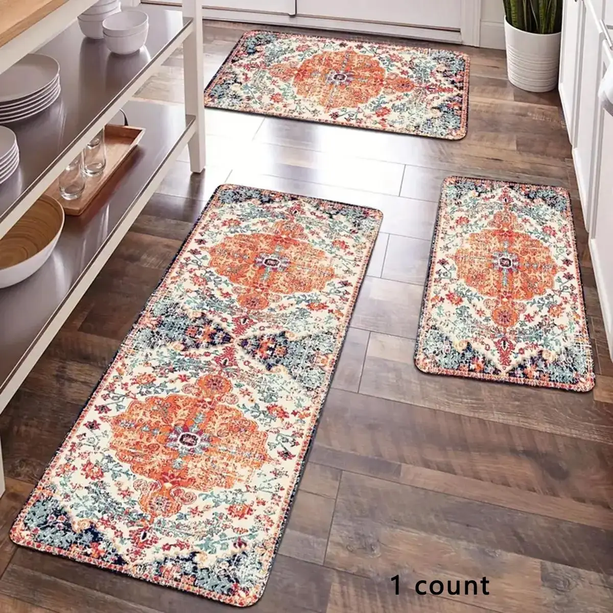 Vintage Style Non-slip Floor Mat, Home Decor Carpet, Decorative Area Rug for Home Living Room Bedroom Kitchen, Room Decor