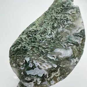 #6 Moss Agate Leaf Carving ~ Natural Crystal Natural Stone~ Healing ~ Prosperity Abundance~ Balancing