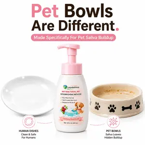 Dog Bowls & Cat Bowls Cleaner, Pet Toy Cleaner Mousse, Natural Formula with Citric Acid, Cleans Dishes, Feeders & Accessories, Leaves No Residue, Safe for Pets Cleaning