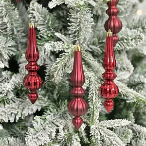 6pcs Christmas Decorations, Irregular Painted Cone Water Drop Ice Stick Electroplated Christmas Balls, Festive Holiday Ornaments