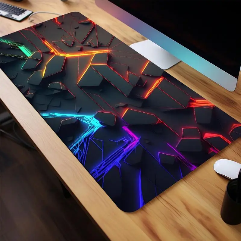 Technology Printing Neon Cool Pattern Large Gaming Mouse Pad, 1 Count Non-slip Computer Mat, E-sports Office Keyboard Pad, Gift for Teen Boyfriend Gir