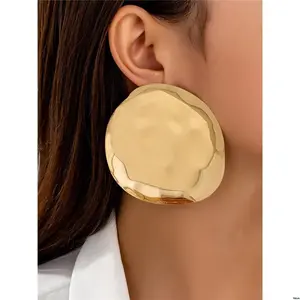 , Women Statement Hammered Pair 1 Metal Earring For Exaggerated Oversized Earrings Jewelry