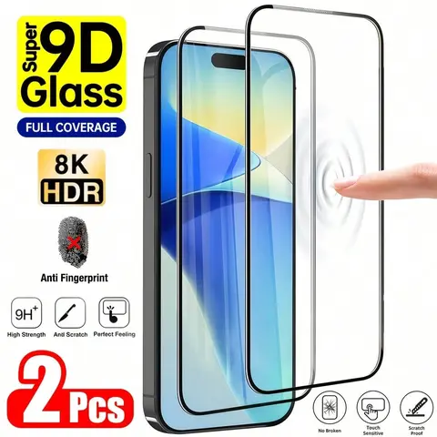 2-Pack HD Tempered Glass Smartphone Screen Protector for iPhone 17/17 Pro/17 Pro Max/17 Air/16 Series/15 Series/14 Series/13 Series/12 Series/11/X/XR - Shockproof, Shatterproof, Scratch-Resistant, Oleophobic Coating, Protective Film Phone Accessories