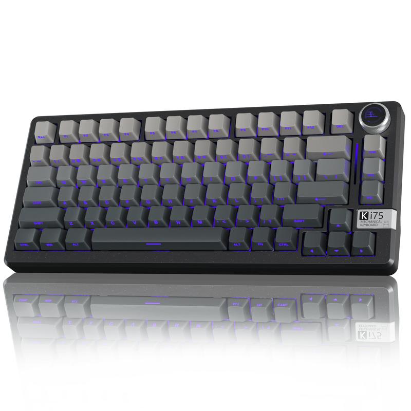 Solakaka Ki75 Aluminum Mechanical Wireless Gaming Keyboard, 75 Percent, Gasket Hot Swappable Switches, Side-Printed RGB Backlit Custom Keyboard with Knob Control , Tri-Mode 2.4GHz/USB-C/BT 5.0 for Office Computer PC Gaming Accessory dealsforyoudays