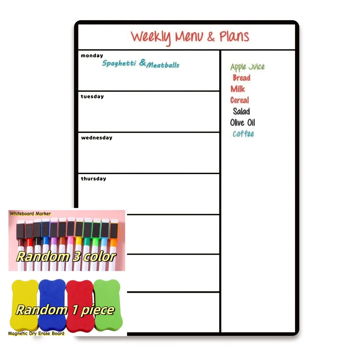 Weekly Plan Whiteboard, Magnetic Refrigerator Memo Pad, Dry Erase Calendar for Fridge, Ideal for To-Do Lists, Notes, Project Schedules, Household Chores, Events, Date Tracking