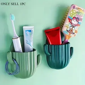 1pc Wall Mounted Bathroom Storage Container - Space-Saving Design with Ample Storage for Cosmetics, Toothbrush, Comb, and Toothpaste - Ideal for Small Bathroom Sink Organization