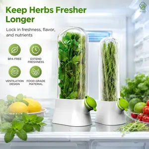 Herb Saver for Refrigerator, Fresh Herb Keeper Preserver, Safe Herb Saver Pod, Clear Vegetable Preservation Storage Container for Cilantro Parsley Asparagus Mint