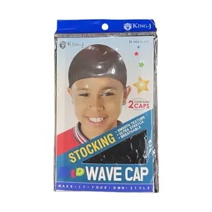 King J Stocking Wave Cap Black 2ct