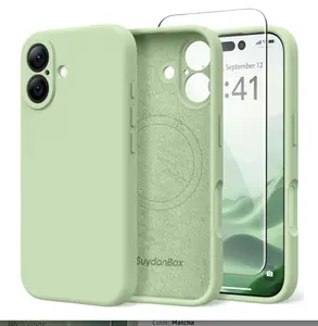 for iPhone 17 Case, Compatible with MagSafe, [Full Camera Protection][Screen Protector] Silicone Shockproof Protective Phone Case for iPhone 17 6.3", Matcha