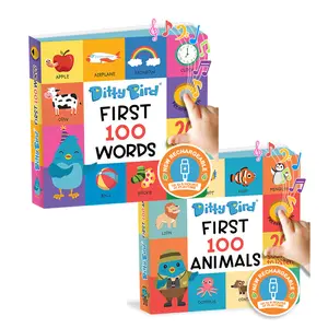 Ditty Bird USB-C Sound Books | 100 Words & 100 Animals 2-Pack | Educational Baby Toy 12M+ | Vocabulary Builder | TikTok Shop Exclusive