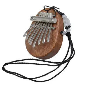 Karimba Thumb Piano Wooden 8-tone , Portable Finger Cymbals with Lanyard, Musical Instrument for Adults & Teens