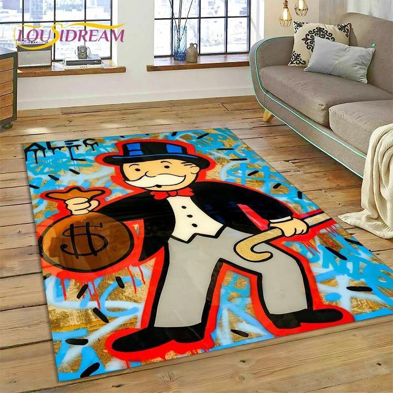 Game Dollar Monopoly Cartoon Money Rug Carpet for Living Room Bedroom Home Decor,Floor Mat Non-slip Decoration for Sofa Doormat house plush modern floor rug