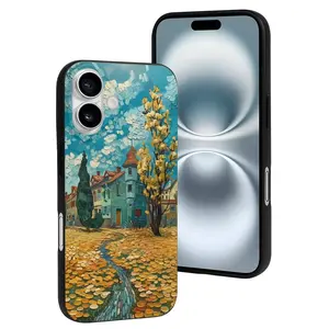 Compatible with Iphone 16 Case Cute - Impressionist Village Sky Soft Silicone Case Compatible with Iphone 16 Phone Case for Women Men