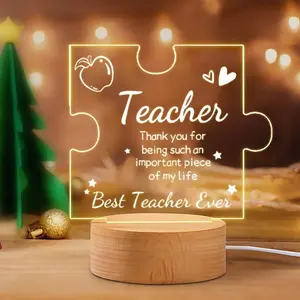Acrylic Night Light Led Light USB Powered Wooden Base Irregular Shape Decorative Ornament for Home Living Room Desk Table Party Decoration