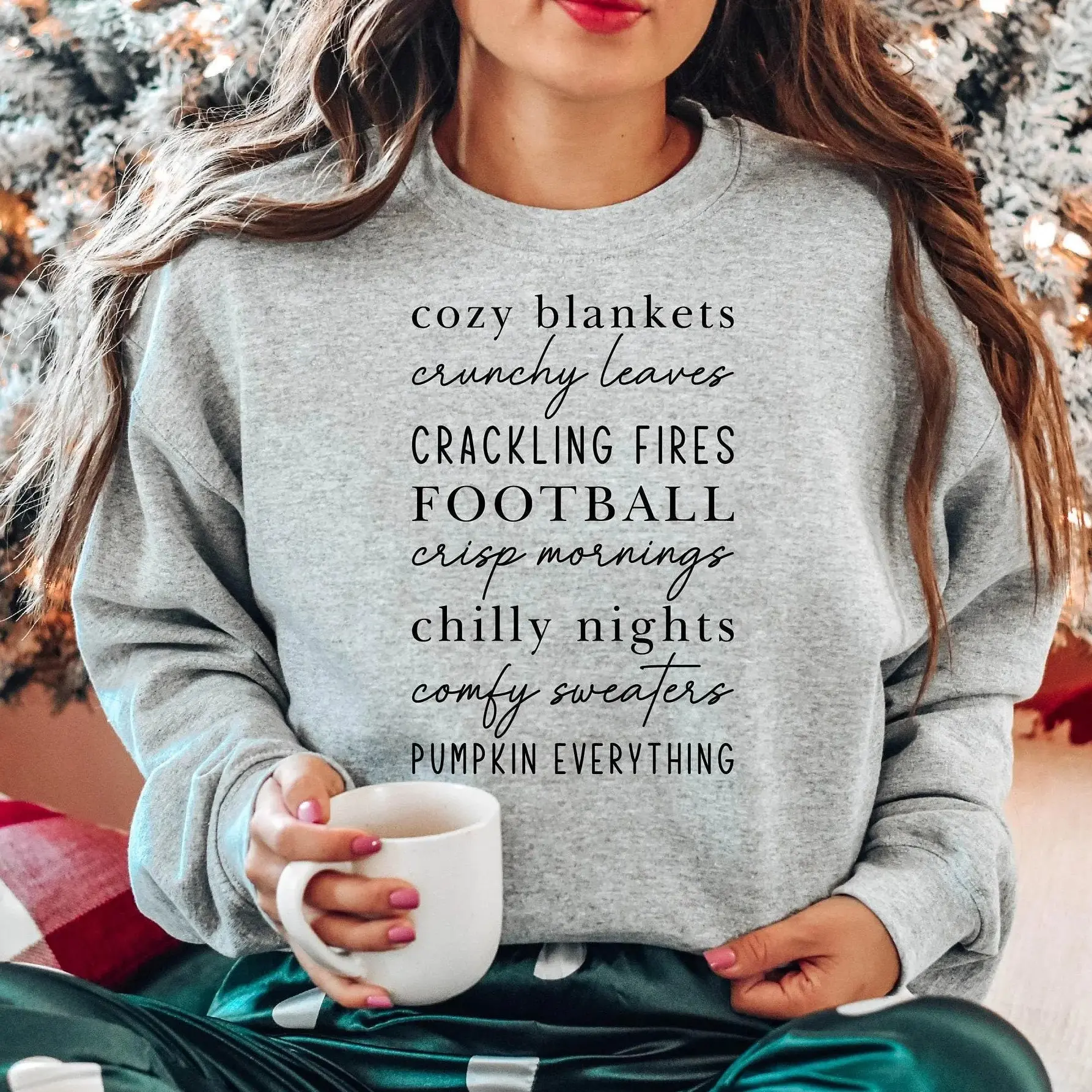 Cozy Blankets Crunchy Leaves Sweatshirt, Fall Lists Shirt, Autumn Vibes Football Pumpkin Sweater, Cute Thanksgiving Aesthetic Crewneck, Cozy Fall Season Graphic Apparel, Trendy Spooky Season Outfit, Holiday Thanksgiving Day Gift for Women