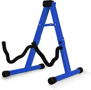 5 CORE Guitar Stand A Frame w Soft Foam Arms Non-Slip Rubber Support for Acoustic Electric Bass Guitar Ukulele & Banjo Stand - GSS BLU