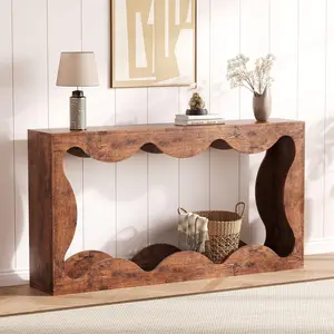 63 Inches Farmhouse Entryway Table,Console Table with Storage,Sofa Table Behind Couch,Narrow Entry Table for Living Room,Hallway, Entrance,Foyer,Brown