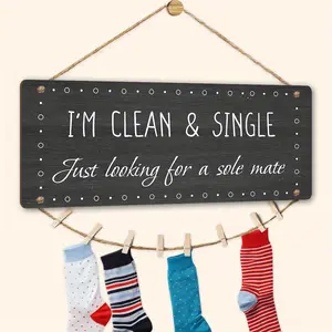 Laundry Room Decor, 1 Set Lost Socks Laundry Wooden Sign, Laundry Room Wall Decor, Missing Socks Sign with 8 Wooden Clips, Home Decor, Hanging