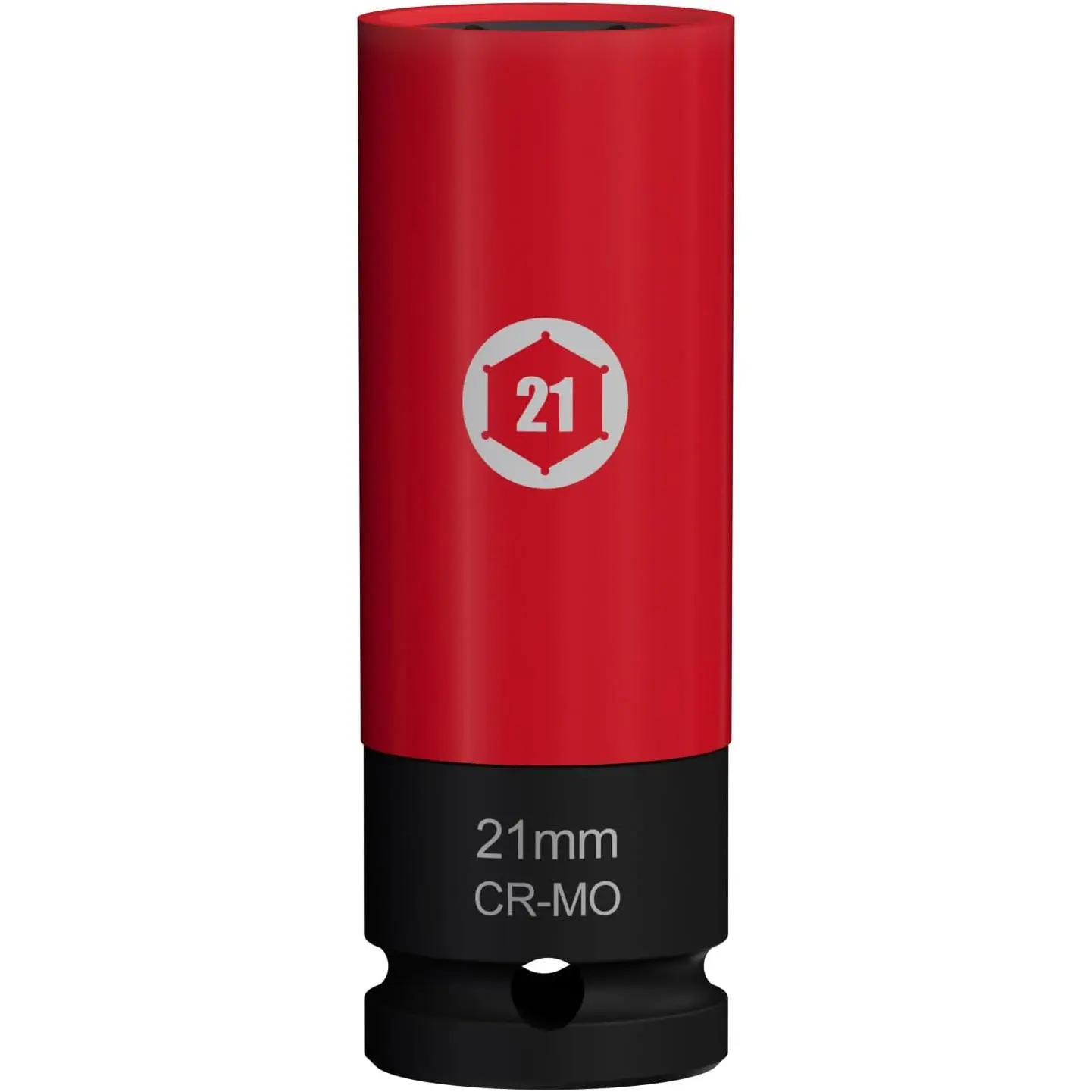 21mm 1/2" Drive Impact Socket - Thin Wall Lug Nut Socket with Color-Coded Sleeve - Heavy-Duty Cr-Mo Steel for Trucks & SUVs