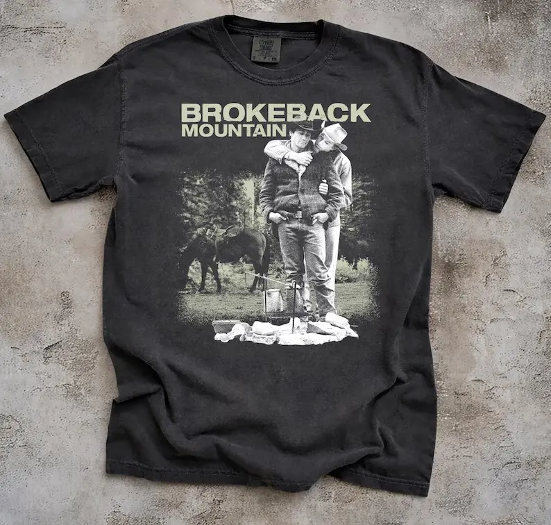 Vintage Brokeback Mountain Shirt, Heath Ledger Jake Gyllenhaal Tee, Retro 90s Style Cowboy Movie T-Shirt