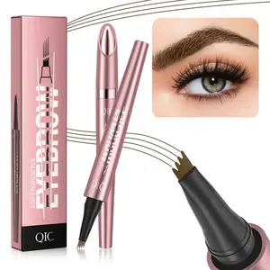 【QIC 】Microblading Eyebrow Pencil, Eyebrow Pen with an Upgrade Micro-Fork Tip Applicator, Waterproof, Long-Lasting Microblading Eyebrow Pencil, Flawless Brow Pen for Natural Looking, Eyebrowtint, Light Coffee Eye Makeup Cosmetic