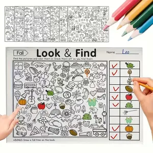 Interactive Hidden Pattern Book for Kids Advanced Version, Busy Book, Find & Color 2-In-1, Dinosaur Daily Goods Food Snow Fruit Vehicles