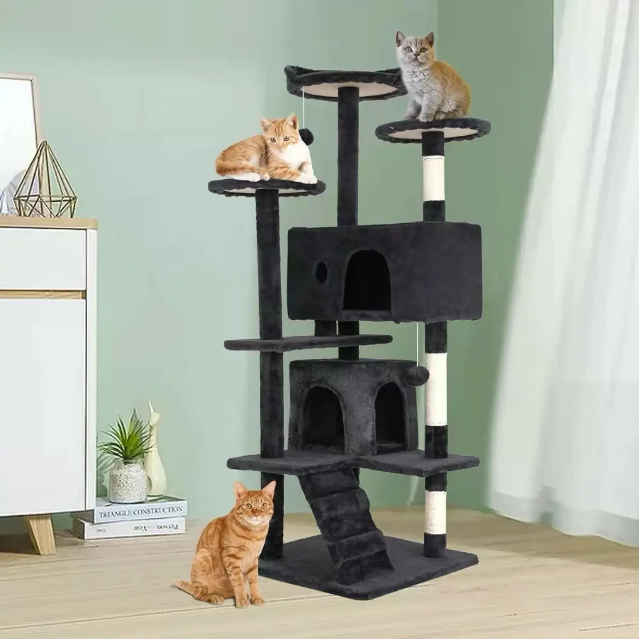 55 in multi level cat tree condo scratching