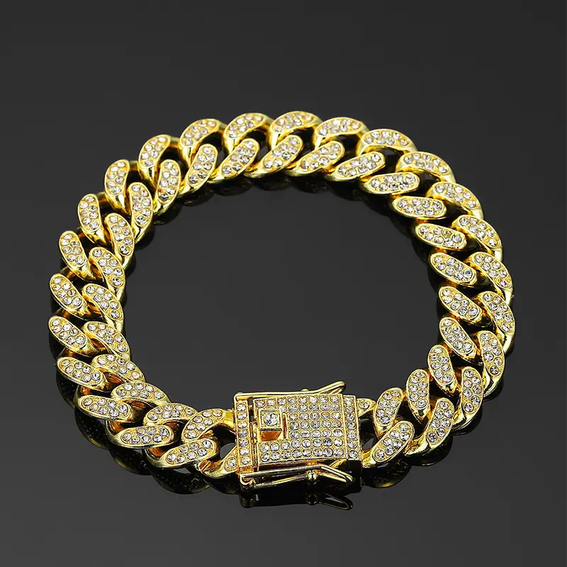 14K Gold Plated Cuban Link Bracelet for Men Women – Hip Hop S Logo, Anti-Tarnish,Length: 20 cm 13mm, Mens Gold Chain Bracelet, Valentine's Day Birthday Christmas Anniversary Gift Him Her Waterproofing jade Eternal Resilient