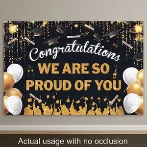1 PC 2D Flat Banner Backdrop Graduation Celebration Gold Balloons Graduation Caps Party Decor For Photo Booth Background