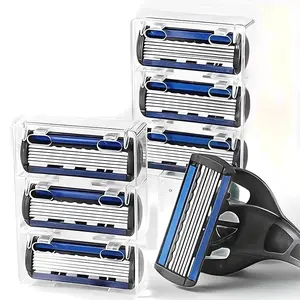 Set of 6 Layer Manual Razor Blades, Replacement Heads for Men's Razors, Includes 2 Blade Holders with 24 Blades, Old Fashioned Style