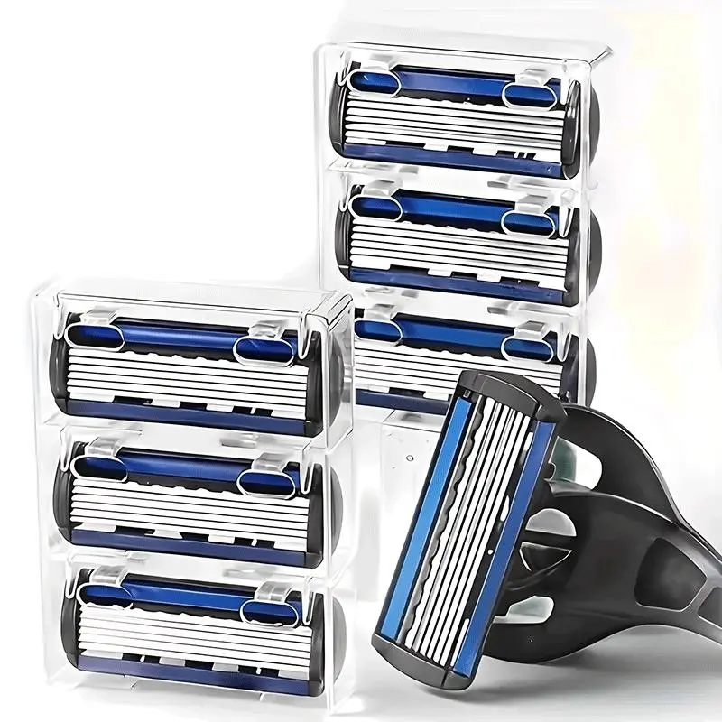 Set of 6 Layer Manual Razor Blades, Replacement Heads for Men's Razors, Includes 2 Blade Holders with 24 Blades, Old Fashioned Style
