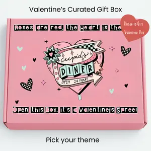 Valentine’s 5-Piece Gift Box for Her | Women’s T-Shirt, Cup, Earrings & Stickers | Handmade Valentine Gift Set