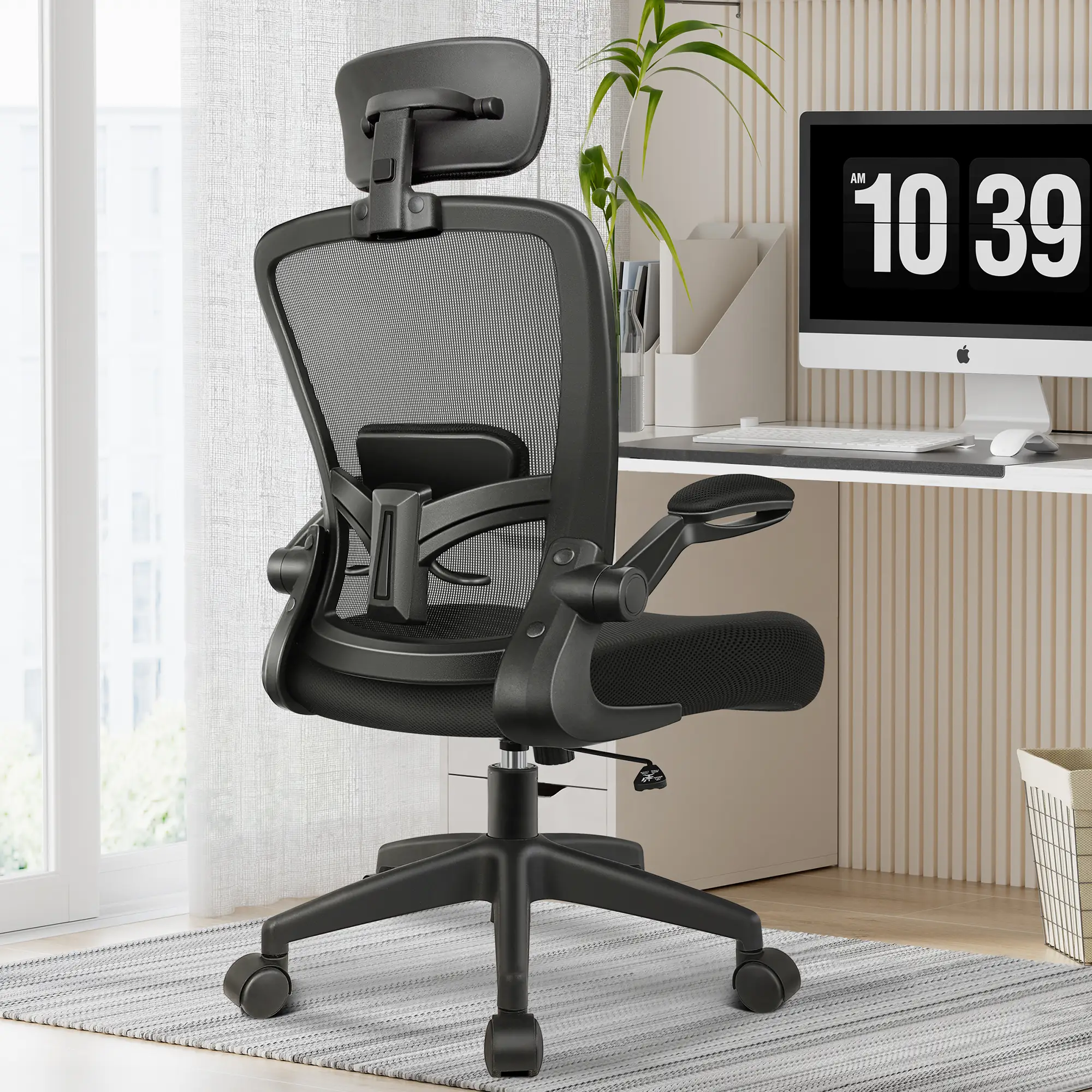 [Black Friday & Cyber Monday]Office Chair, Headrest Desk Chair with Adjustable Lumbar Support, Home Office Swivel Task Chair with High Back and Armres