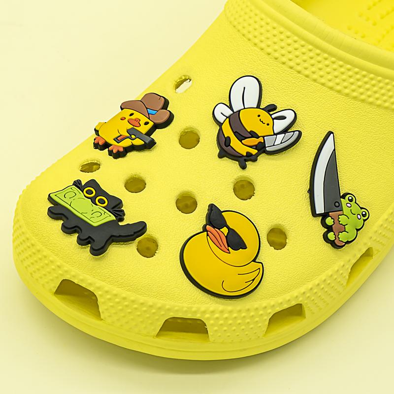 Cartoon Animals Duck Dog Croc Shoe Charms for Kids Boys Girls Women Men PVC Wristband Sandals Clog Accessories Party Favor with Dragon and Character Designs