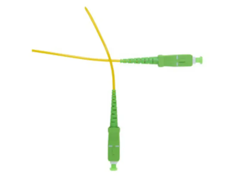 CableWholesale SCSC-00310 10 m SC & APC OS2 Simplex 2.0 mm Fiber Optic Patch Cord - OFNR - Single Mode 9 & 125 - Yellow Jacket - Green Connector