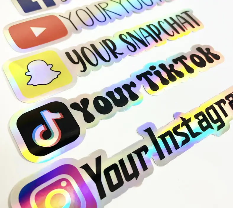 Holographic Social Media Sticker | Personalized Car Decal | Custom Decal | Social Media Tags | Custom Text | Prints | Car Stickers
