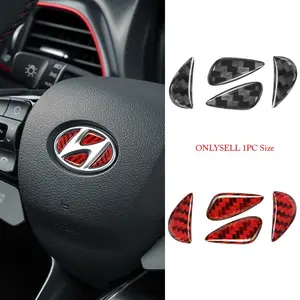 Car Steering Wheel Center Cover Hyundai Badge Logo Interior Patch Carbon Fiber Red Black Trim Car Accessories for Hyundai Hyundai i10 i30 i20 i40 IX35 Sonata Santa Fe Accent Tucson Elantra Creta Kona Genesis Equus Coupe Azera ioniq N Line