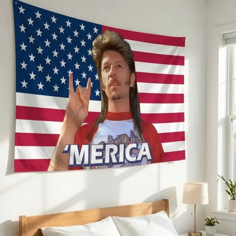 Joe Dirt 4th Flag, Joe Dirt Merica Flag, 4th Of July Flags, Red White and Blue 4th Of July FLag Indoor Backdrops, Wall Decor Flags, Room Decor, Tapestry