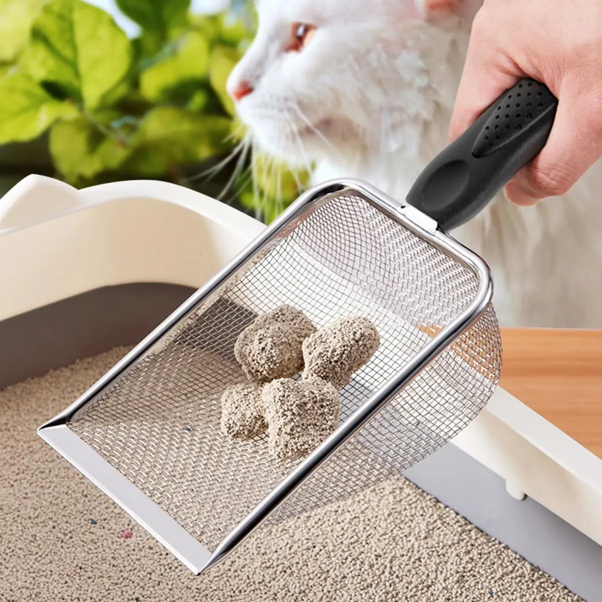 Stainless Steel Cat Litter Scoop Heavy Duty Fine Mesh Screen for ...