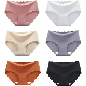 Women's Seamless Hipster No Show Invisible Ice Silk Stretch Underwears Pack Bikini Underwear Panty