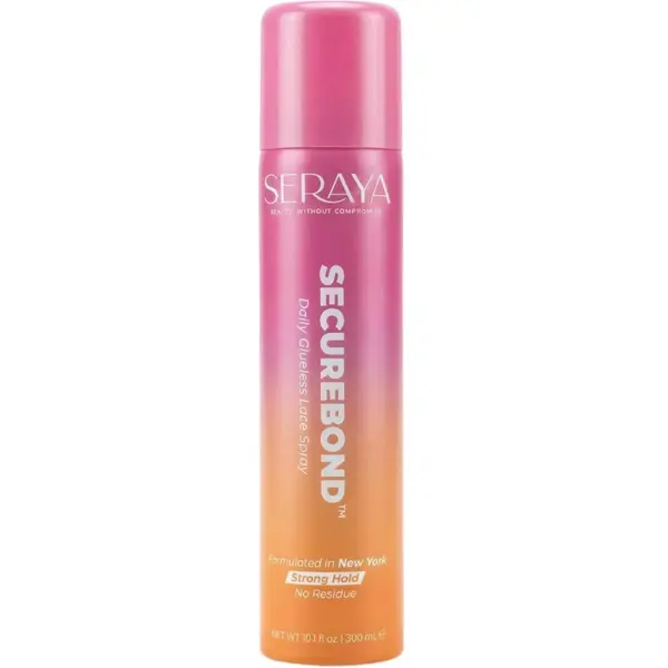 SecureBond Glueless Lace Melting Spray, Lace Front Wigs & Frontals, Hair Styling Spray, Strong Hold Sweat Resistant Fast Drying Invisible Finish, 1 Pack, Net Volume 2.7 oz / 80 ml & 10.1 fl oz / 300 ml, Single Use Application, Bottle, Textured Long Lastin